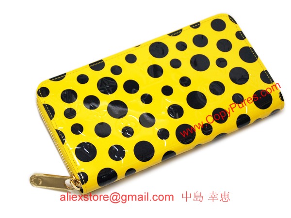 ルイヴィトン　LOUIS VUITTON　ヴィトン　財布　LV　ヴェルニ　ドット　インフィニティ　ヤヨイ・クサマ　LV　ラウンドジップ長財布　ジッピーウォレット　ジョーヌ　M91571